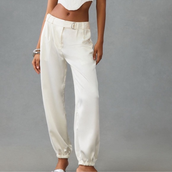 NWT Anthropologie Maeve Satin Belted Parachute Jogger Pants Size 8 - Picture 1 of 16